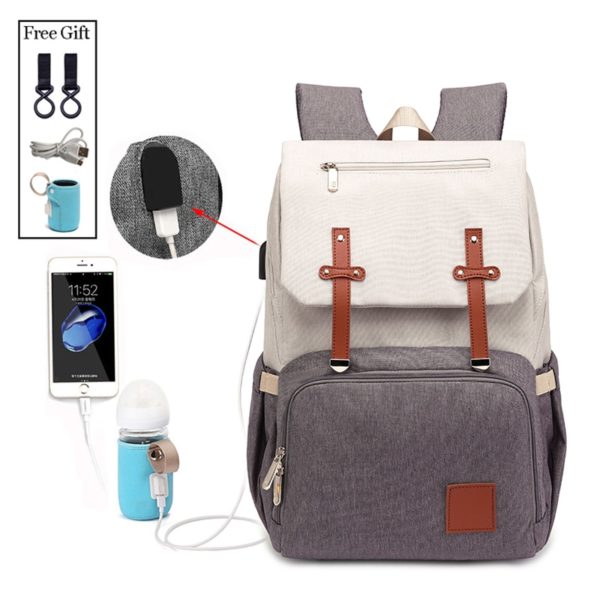 New Fashion Women Backpack With USB Mummy Daddy Outdoor Travel Diaper Bags Pure Large Waterproof Nursing New Fashion Women Backpack With USB Mummy Daddy Outdoor Travel Diaper Bags Pure Large Waterproof Nursing Bag Baby Care Nappy Bag