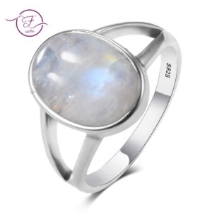 New Vintage Fine Jewelry Hollow Out 10x14MM Big Natural Rainbow Moonstone Rings 925 Sterling Silver For Innrech Market.com