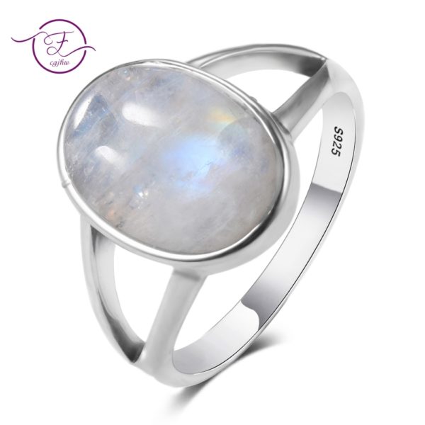 New Vintage Fine Jewelry Hollow Out 10x14MM Big Natural Rainbow Moonstone Rings 925 Sterling Silver For New Vintage Fine Jewelry Hollow Out 10x14MM Big Natural Rainbow Moonstone Rings 925 Sterling Silver For Women Anniversary Gifts