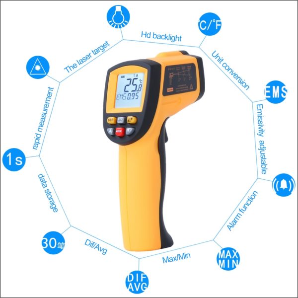 RZ IR Infrared Thermometer Thermal Imager Handheld Digital Electronic Outdoor Non Contact Laser Pyrometer Point Gun 4 RZ IR Infrared Thermometer Thermal Imager Handheld Digital Electronic Outdoor Non-Contact Laser Pyrometer Point Gun Thermometer