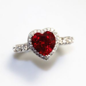 Red Ruby Heart Shape Gemstone Sterling 925 Silver Wedding Rings For Women Bridal Fine Jewelry Engagement Innrech Market.com