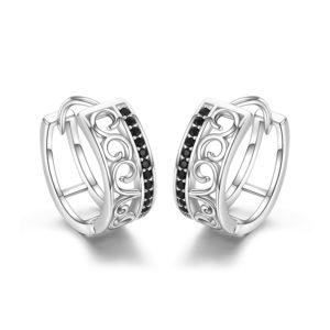 925 Sterling Silver Black Spinel Trendy Engagement Hoop Earrings for Women Fine Jewelry Bijoux Pendientes Mujer Innrech Market.com