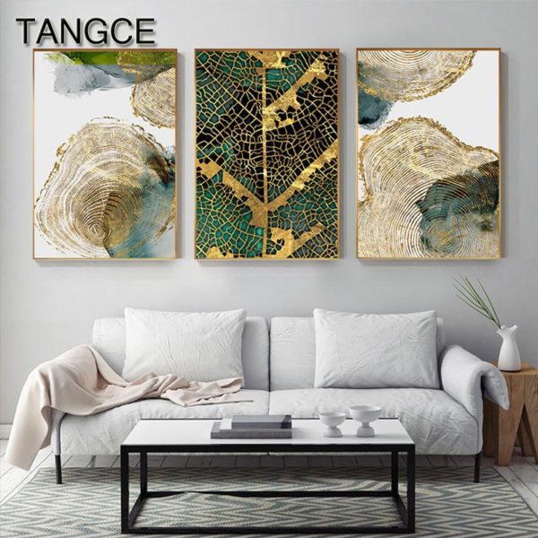 Abstract Golden Leaf Vein Painting Tableaux Big Poster Print HD Wall Art for Living Room Entrance Abstract Golden Leaf Vein Painting Tableaux Big Poster Print HD Wall Art for Living Room Entrance Aisle cuadros Salon decoracion