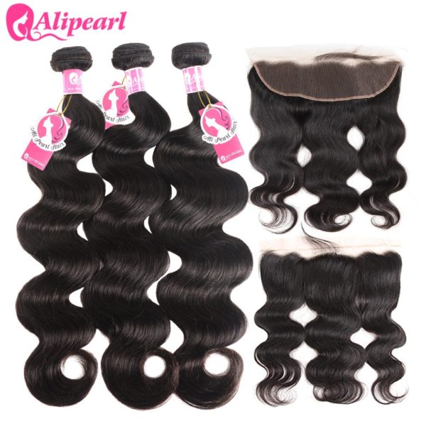 AliPearl Brazilian Body Wave 3 Bundles With Frontal Closure Brazilian Hair Weave Bundles With Frontal AliPearl Brazilian Body Wave 3 Bundles With Frontal Closure Brazilian Hair Weave Bundles With Frontal 13x4 Remy Hair Extension