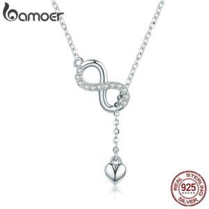 BAMOER Hot Sale 100 925 Sterling Silver Infinity Forever Love Chain Pendant Necklaces for Women Sterling Innrech Market.com