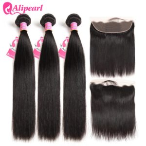 Brazilian Straight Human Hair Bundles With Lace Frontal Closure Pre Plucked 13x6 Lace Frontal With 3 Innrech Market.com