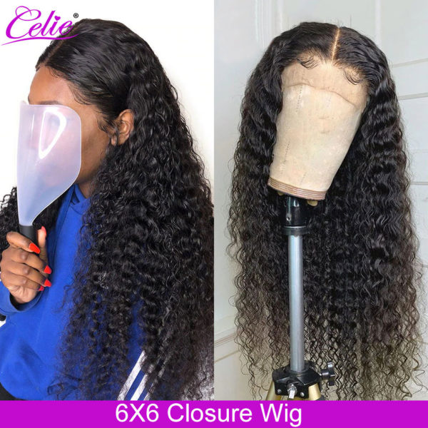 Celie Hair Deep Wave Wig 6x6 Lace Closure Human Hair Wigs Pre Plucked Glueless Brazilian Lace Celie Hair Deep Wave Wig 6x6 Lace Closure Human Hair Wigs Pre Plucked Glueless Brazilian Lace Wig Deep Curly Human Hair Wig