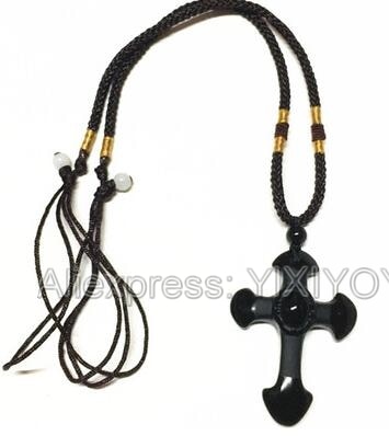 Drop Shipping Natural Black Obsidian Carved Cross Lucky pendant free beads necklace for woman man Hand 3 Drop Shipping Natural Black Obsidian Carved Cross Lucky pendant free beads necklace for woman man Hand carved Pendants Jewelry