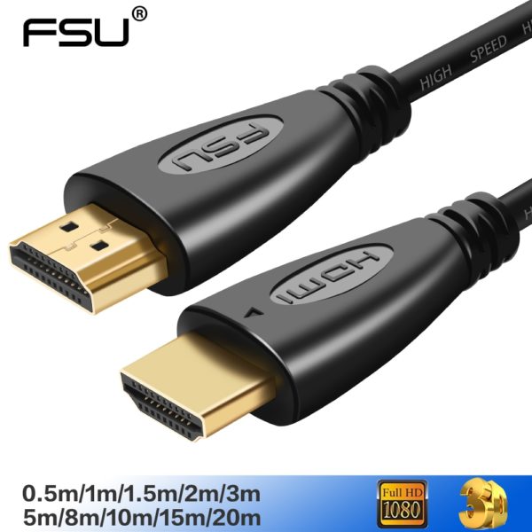 FSU HDMI Cable video cables gold plated 1 4 1080P 3D Cable for HDTV splitter switcher FSU HDMI Cable video cables gold plated 1.4 1080P 3D Cable for HDTV splitter switcher 0.5m 1m 1.5m 2m 3m 5m 10m 12m 15m 20m