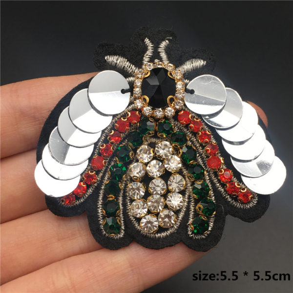Handmade Rhinestone beaded sequin Patches BEES COOL FASHION Sew on Crystal pearl patch for clothes beaded 1 Handmade Rhinestone beaded&sequin Patches, BEES COOL FASHION Sew on Crystal pearl patch for clothes beaded Applique cute patch