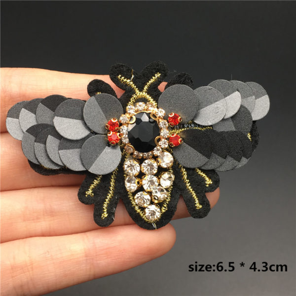 Handmade Rhinestone beaded sequin Patches BEES COOL FASHION Sew on Crystal pearl patch for clothes beaded 2 Handmade Rhinestone beaded&sequin Patches, BEES COOL FASHION Sew on Crystal pearl patch for clothes beaded Applique cute patch