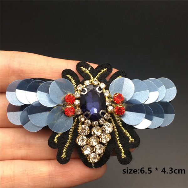 Handmade Rhinestone beaded sequin Patches BEES COOL FASHION Sew on Crystal pearl patch for clothes beaded 3 Handmade Rhinestone beaded&sequin Patches, BEES COOL FASHION Sew on Crystal pearl patch for clothes beaded Applique cute patch