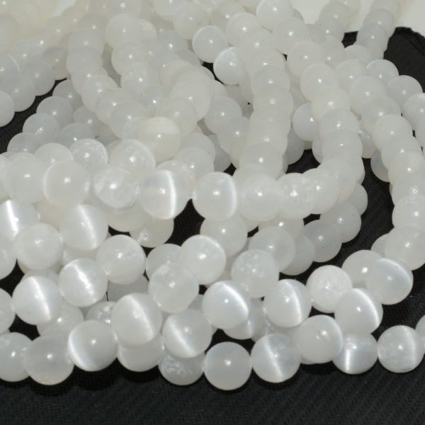 Natural Selenite Loose Round Beads 6mm 8mm 10mm Without Glue Injected Surface is not Smooth and 2 Natural Selenite Loose Round Beads 6mm,8mm, 10mm - Without Glue Injected - Surface is not Smooth and not Perfect Round