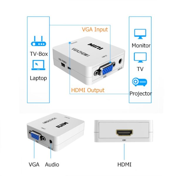 Rankman VGA Male to HDMI Female Converter with Audio Adapter Cables 1080P for HDTV Monitor Projector 5 Rankman VGA Male to HDMI Female Converter with Audio Adapter Cables 1080P for HDTV Monitor Projector PC PS3