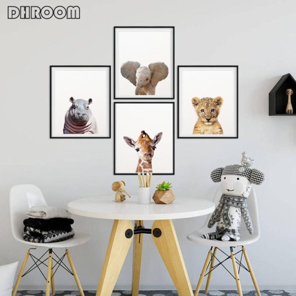 Safari Baby Animals Canvas Poster Nursery Lion Tiger Wall Art Print Modern Animal Painting Nordic Kid 1 Safari Baby Animals Canvas Poster Nursery Lion Tiger Wall Art Print Modern Animal Painting Nordic Kid Bedroom Decoration Picture