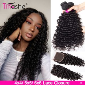 Tinashe Deep Wave Bundles With Closure 5x5 6x6 Lace Closure And Bundles Remy Brazilian Human Hair Innrech Market.com