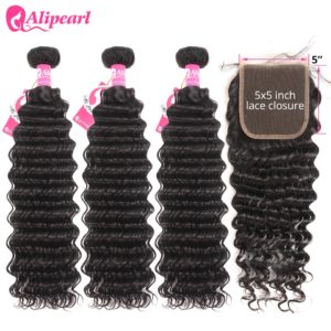 Deep Wave Bundles With 5x5 Closure Brazilian Human Hair 3 Bundles With Closure 6x6 Free Part Innrech Market.com