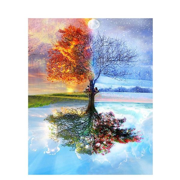 Painting By Numbers DIY Dropshipping 50x65 60x75cm Magical Four Seasons Tree Scenery Canvas Wedding Decoration Art Painting By Numbers DIY Dropshipping 50x65 60x75cm Magical Four Seasons Tree Scenery Canvas Wedding Decoration Art picture Gift