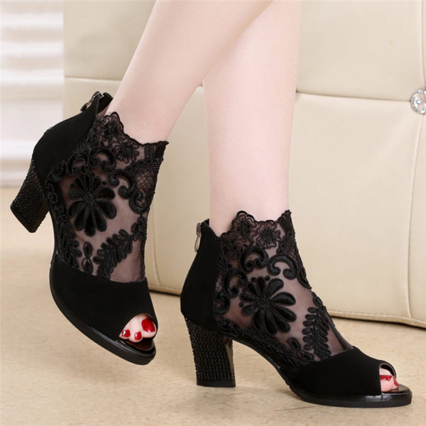 Lucyever Women Sandals Square High Heel Summer Shoes Woman Sexy Flower Lace Hollow Peep Toe Gladiator 2 Lucyever Women Sandals Square High Heel Summer Shoes Woman Sexy Flower Lace Hollow Peep Toe Gladiator Sandalias Plus Size 35-43