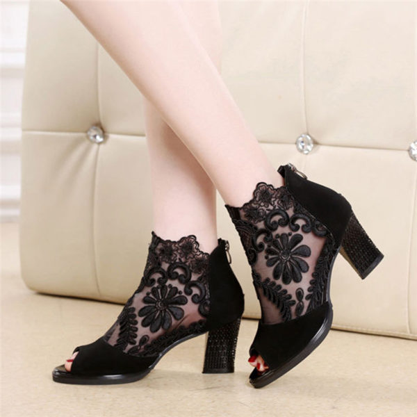 Lucyever Women Sandals Square High Heel Summer Shoes Woman Sexy Flower Lace Hollow Peep Toe Gladiator Lucyever Women Sandals Square High Heel Summer Shoes Woman Sexy Flower Lace Hollow Peep Toe Gladiator Sandalias Plus Size 35-43