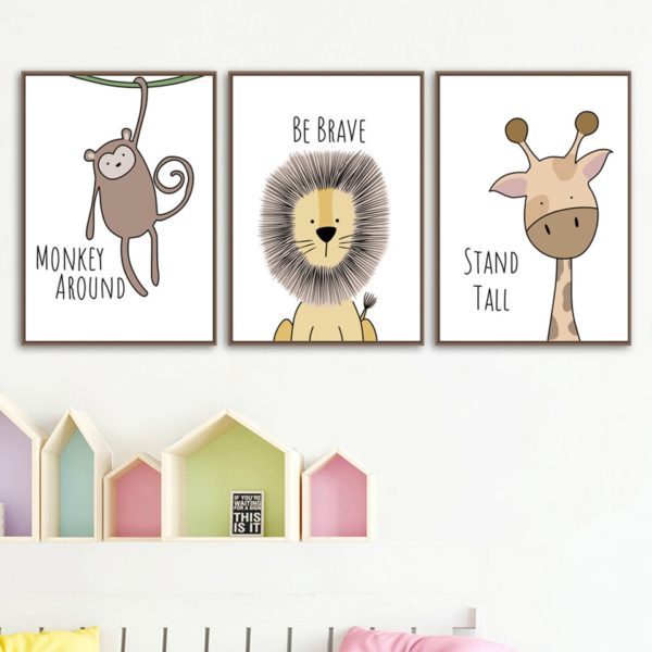 Nordic Style Painting Cartoon Animal Prints Canvas Home Decoration Wall Art Modular Pictures Watercolor Poster For 1 Nordic Style Painting Cartoon Animal Prints Canvas Home Decoration Wall Art Modular Pictures Watercolor Poster For Kids Room
