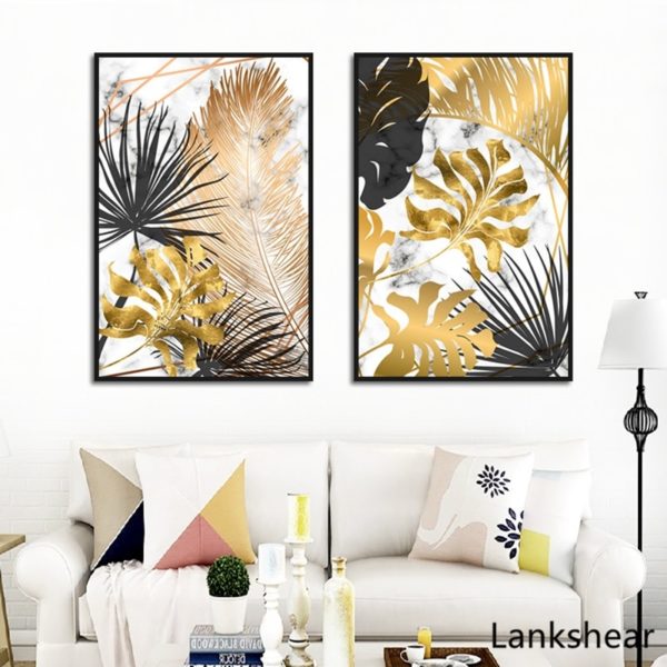 Scandinavian Style Poster Marble Golden Leaf Art Plant Abstract Painting Living Room Decoration Pictures Nordic Decoration Scandinavian Style Poster Marble Golden Leaf Art Plant Abstract Painting Living Room Decoration Pictures Nordic Decoration