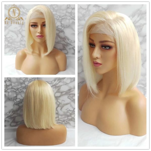 613 Short Bob Wigs 1B 613 Ombre Honey Remy Pre Plucked Straight 13x6 Blonde Lace Front 613 Short Bob Wigs 1B 613 Ombre Honey Remy Pre Plucked Straight 13x6 Blonde Lace Front Human Hair Wig for Women Natural Black