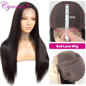 Cynosure 4x4 Straight Lace Closure Wig Brazilian Lace Closure Human Hair Wigs Pre Plucked with Baby Innrech Market.com