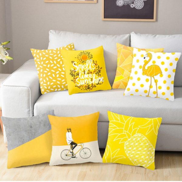 Polyester Geometric Cushion Yellow Pineapple Pillow Decorative Cushion for Sofa DIY Printed Pillow Seat Chair Cushion Polyester Geometric Cushion Yellow Pineapple Pillow Decorative Cushion for Sofa DIY Printed Pillow Seat Chair Cushion