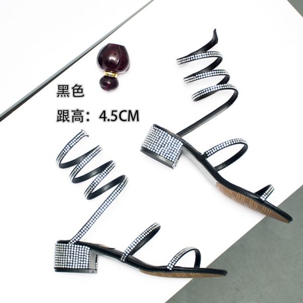 Summer Women Sandals 2019 Fashion Sexy Rhinestone Mid Heel Tied Party Breathable Comfort Shopping Woman Walking 4 Summer Women Sandals 2019 Fashion Sexy Rhinestone Mid Heel Tied Party Breathable Comfort Shopping Woman Walking Casual Shoes