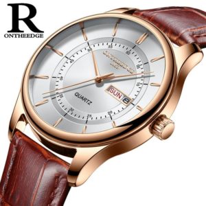 High Quality Rose Gold Dial Watch Men Leather Waterproof 30M Watches Business Fashion Japan Quartz Movement Innrech Market.com