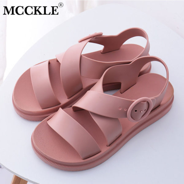 MCCKLE Flat Sandals Women Shoes Gladiator Open Toe Buckle Soft Jelly Sandals Female Casual Women s MCCKLE Flat Sandals Women Shoes Gladiator Open Toe Buckle Soft Jelly Sandals Female Casual Women's Flat Platform Beach Shoes