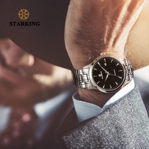 STARKING Mens Clock Automatic Mechanical Watch All Stainless Steel Simple Business Male Watch xfcs Luxury Brand 2 STARKING Mens Clock Automatic Mechanical Watch All Stainless Steel Simple Business Male Watch xfcs Luxury Brand Dress WristWatch