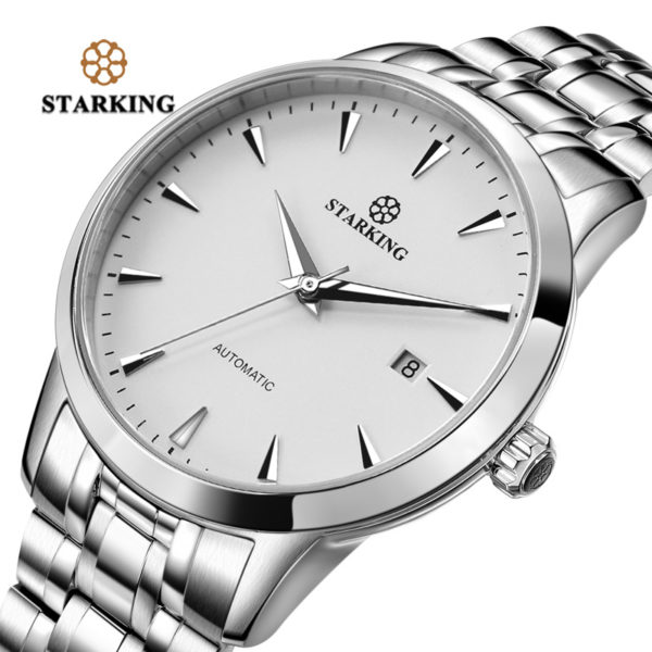 STARKING Mens Clock Automatic Mechanical Watch All Stainless Steel Simple Business Male Watch xfcs Luxury Brand STARKING Mens Clock Automatic Mechanical Watch All Stainless Steel Simple Business Male Watch xfcs Luxury Brand Dress WristWatch