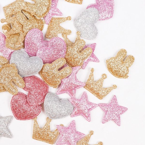 100pcs bag Glitter Patches Crown Rabbit Heart Pattern Cute Patch Apparel Sewing Material Patches For Clothing 100pcs/bag Glitter Patches Crown Rabbit Heart Pattern Cute Patch Apparel Sewing Material Patches For Clothing Garment Decorative