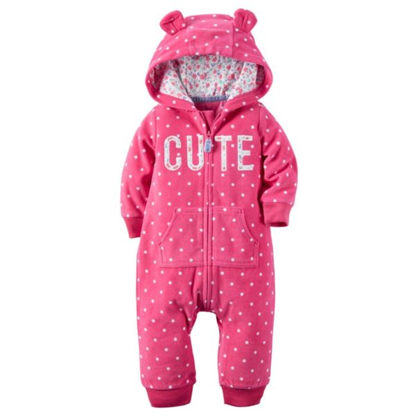 2018 New Bebes Clothes Newborn One Piece Fleece Hooded Jumpsuit Long Sleeved Spring Baby Girls Boys 4 2018 New Bebes Clothes Newborn One Piece Fleece Hooded Jumpsuit Long Sleeved Spring Baby Girls Boys Body Suits Romper