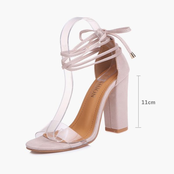 Summer Women High Heels Shoes T stage Transparent Sandals Sexy Square Heel Pump Female Cover Heel 4 Summer Women High Heels Shoes T-stage Transparent Sandals Sexy Square Heel Pump Female Cover Heel Party Wedding Ladies Plus Size