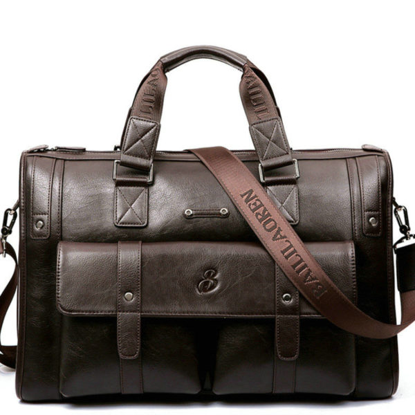 Men Leather Black Briefcase Business Handbag