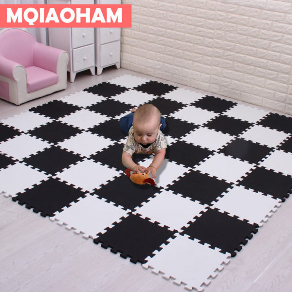 MQIAOHAM Baby EVA Foam Play Puzzle Mat 18pcs lot Black and White Interlocking Exercise Tiles Floor MQIAOHAM Baby EVA Foam Play Puzzle Mat 18pcs/lot Black and White Interlocking Exercise Tiles Floor Carpet And Rug for Kids Pad