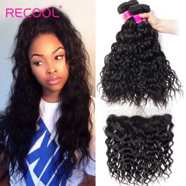 Recool Hair Brazilian Water Wave Bundles With Closure Remy Hair Lace Frontal With Bundles Deal Human Recool Hair Brazilian Water Wave Bundles With Closure Remy Hair Lace Frontal With Bundles Deal Human Hair Bundles With Frontal
