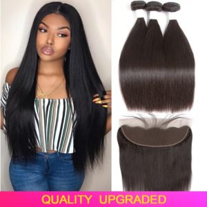 Tuneful Straight Human Hair 3 Bundles With Frontal Closure Malaysian Remy Hair Pre Plucked Lace Frontal Innrech Market.com