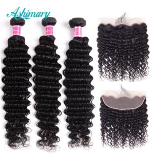Ashimary Deep Wave Brazilian Hair Bundles with Frontal Remy Hair 2 3 4 Bundles with Frontal Innrech Market.com