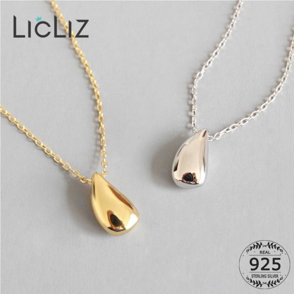 LicLiz 2019 New 925 Sterling Silver Water Drop Pendant Necklaces for Women 18K Gold White Gold LicLiz 2019 New 925 Sterling Silver Water Drop Pendant Necklaces for Women 18K Gold White Gold Link Chains Jewelry Kolye LN0435