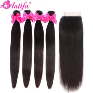 Aatifa Brazilian Straight Hair Bundles With Closure Human Hair Bundles With Closure Remy Bundles With Closure Innrech Market.com