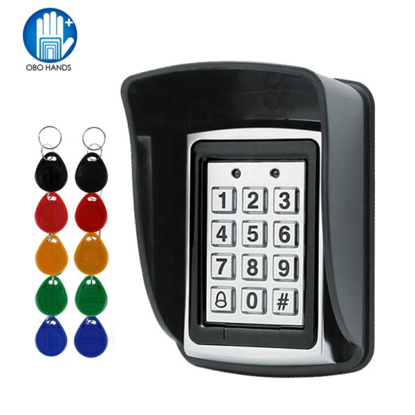 RFID Metal Access Control EM Card Reader Keypad with 10 EM4100 keyfobs waterproof protecter cover For RFID Metal Access Control EM Card Reader Keypad with 10 EM4100 keyfobs waterproof protecter cover For Door Access Control System
