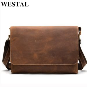 WESTAL Men s Briefcases Laptop Bag Leather Lawyer office Bags Messenger Bags Men s Crazy Horse Innrech Market.com