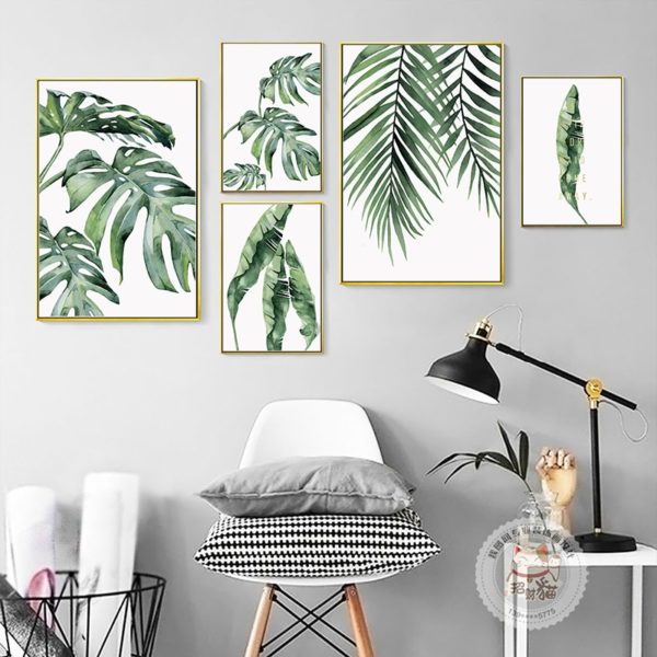 Watercolor Plant Green Leaves Canvas Painting Art Print Poster Picture Wall Modern Minimalist Bedroom Living Room 2 Watercolor Plant Green Leaves Canvas Painting Art Print Poster Picture Wall Modern Minimalist Bedroom Living Room Decoration