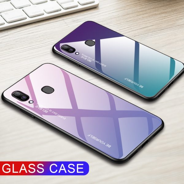 For Samsung Galaxy A20E A20S A20 Gradient Tempered Glass Case For Samsung Samsun A20 E S For Samsung Galaxy A20E A20S A20 Gradient Tempered Glass Case For Samsung Samsun A20 E S A 20e A20e Aurora Colorful Back Cover