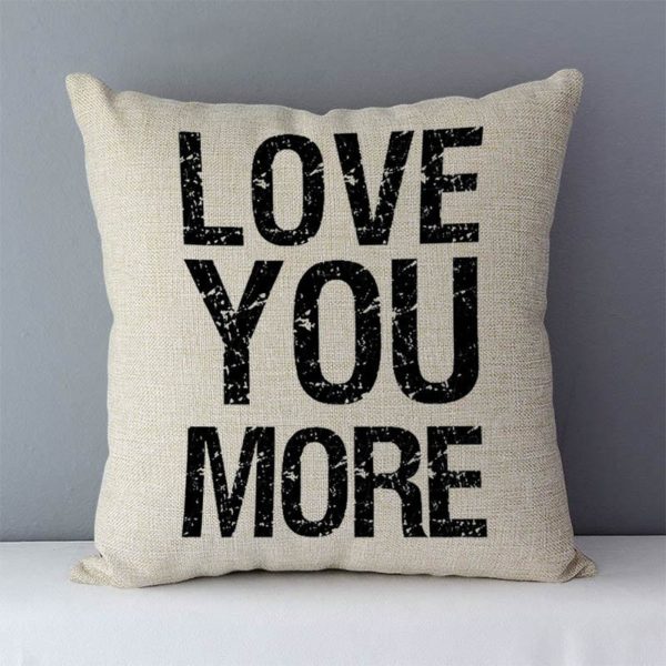 Popular phrase words letters printed couch cushion home decorative pillows 45x45cm cotton linen square cushions Love 1 Popular phrase words letters printed couch cushion home decorative pillows 45x45cm cotton linen square cushions "Love you more"