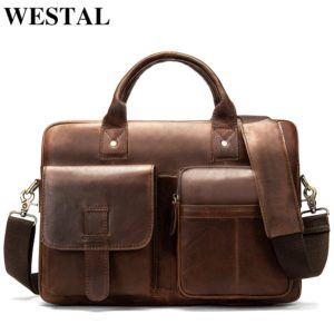 WESTAL men s briefcase bag men s genuine Leather laptop bag office bags for men business Innrech Market.com